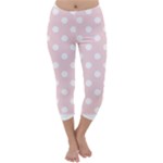 Polka Dots - White on Pale Pink Capri Winter Leggings