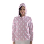 Polka Dots - White on Pale Pink Hooded Wind Breaker (Women)