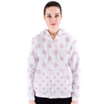 Polka Dots - Pale Pink on White Women s Zipper Hoodie