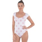 Polka Dots - Pale Pink on White Short Sleeve Leotard (Ladies)