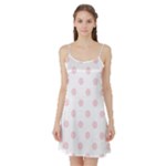 Polka Dots - Pale Pink on White Satin Night Slip