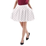 Polka Dots - Pale Pink on White A-Line Pocket Skirt