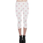 Polka Dots - Pale Pink on White Capri Leggings