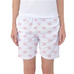 Polka Dots - Pale Pink on White Women s Basketball Shorts