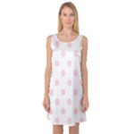 Polka Dots - Pale Pink on White Sleeveless Satin Nightdress