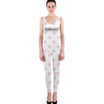 Polka Dots - Pale Pink on White OnePiece Catsuit