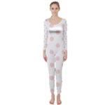 Polka Dots - Pale Pink on White Long Sleeve Catsuit