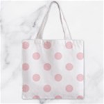 Polka Dots - Pale Pink on White Zipper Grocery Tote Bag