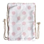 Polka Dots - Pale Pink on White Drawstring Bag (Large)