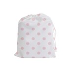 Polka Dots - Pale Pink on White Drawstring Pouch (L)