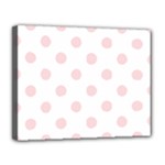 Polka Dots - Pale Pink on White Canvas 14  x 11  (Stretched)