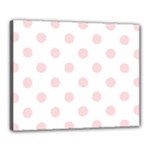 Polka Dots - Pale Pink on White Canvas 20  x 16  (Stretched)