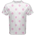 Polka Dots - Classic Rose Pink on White Men s Cotton Tee