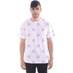 Polka Dots - Classic Rose Pink on White Men s Sport Mesh Tee