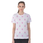 Polka Dots - Classic Rose Pink on White Women s Cotton Tee