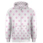 Polka Dots - Classic Rose Pink on White Men s Zipper Hoodie