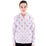 Polka Dots - Classic Rose Pink on White Women s Zipper Hoodie