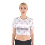 Polka Dots - Classic Rose Pink on White Cotton Crop Top