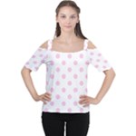 Polka Dots - Classic Rose Pink on White Women s Cutout Shoulder Tee