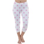 Polka Dots - Classic Rose Pink on White Capri Winter Leggings