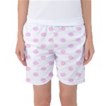 Polka Dots - Classic Rose Pink on White Women s Basketball Shorts