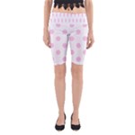 Polka Dots - Classic Rose Pink on White Yoga Cropped Leggings