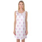 Polka Dots - Classic Rose Pink on White Sleeveless Satin Nightdress