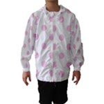 Polka Dots - Classic Rose Pink on White Hooded Wind Breaker (Kids)