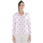 Polka Dots - Classic Rose Pink on White Wind Breaker (Women)