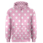 Polka Dots - White on Cotton Candy Pink Men s Zipper Hoodie