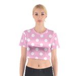 Polka Dots - White on Cotton Candy Pink Cotton Crop Top