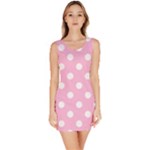 Polka Dots - White on Cotton Candy Pink Bodycon Dress