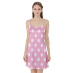 Polka Dots - White on Cotton Candy Pink Satin Night Slip