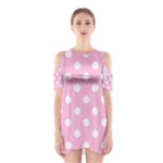 Polka Dots - White on Cotton Candy Pink Women s Cutout Shoulder Dress