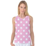 Polka Dots - White on Cotton Candy Pink Women s Basketball Tank Top