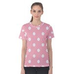 Polka Dots - White on Light Pink Women s Cotton Tee