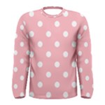 Polka Dots - White on Light Pink Men s Long Sleeve T-shirt