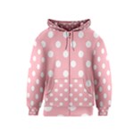 Polka Dots - White on Light Pink Kid s Zipper Hoodie