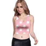 Polka Dots - White on Light Pink Racer Back Crop Top