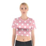 Polka Dots - White on Light Pink Cotton Crop Top