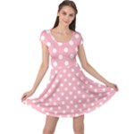 Polka Dots - White on Light Pink Cap Sleeve Dress