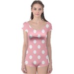 Polka Dots - White on Light Pink Boyleg Leotard (Ladies)