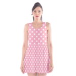 Polka Dots - White on Light Pink Scoop Neck Skater Dress