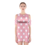 Polka Dots - White on Light Pink Women s Cutout Shoulder Dress