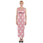 Polka Dots - White on Light Pink Fitted Maxi Dress