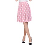 Polka Dots - White on Light Pink A-Line Skirt