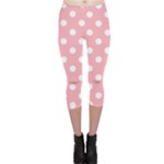 Polka Dots - White on Light Pink Capri Leggings