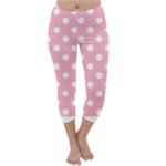 Polka Dots - White on Light Pink Capri Winter Leggings