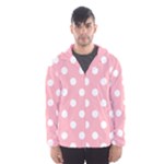 Polka Dots - White on Light Pink Hooded Wind Breaker (Men)