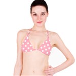 Polka Dots - White on Light Pink Bikini Top